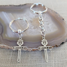 Load image into Gallery viewer, Gonzo Keychain, Hunter S Thompson Key Ring, Backpack or Purse Charm, Zipper Pull, Stainless Steel Charm