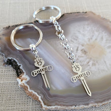 Load image into Gallery viewer, Gonzo Keychain, Hunter S Thompson Key Ring, Backpack or Purse Charm, Zipper Pull, Stainless Steel Charm