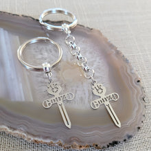 Load image into Gallery viewer, Gonzo Keychain, Hunter S Thompson Key Ring, Backpack or Purse Charm, Zipper Pull, Stainless Steel Charm