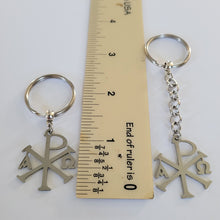 Load image into Gallery viewer, Alpha and Omega Cross Keychain, Backpack or Purse Charm, Zipper Pull