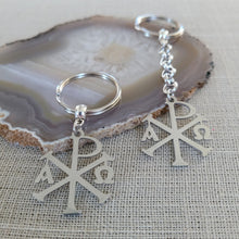 Load image into Gallery viewer, Alpha and Omega Cross Keychain, Backpack or Purse Charm, Zipper Pull