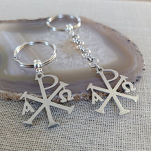 Load image into Gallery viewer, Alpha and Omega Cross Keychain, Backpack or Purse Charm, Zipper Pull