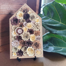 Load image into Gallery viewer, Brown and Cream Paper Flowers Framed Wall Art, Farmhouse Country Home Decor