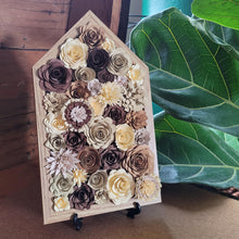 Load image into Gallery viewer, Brown and Cream Paper Flowers Framed Wall Art, Farmhouse Country Home Decor