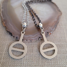 Load image into Gallery viewer, Agender Necklace, Your Choice of Gunmetal or Silver Rolo Chain, Non Binary Jewelry
