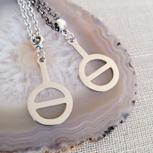 Load image into Gallery viewer, Agender Necklace, Your Choice of Gunmetal or Silver Rolo Chain, Non Binary Jewelry