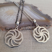 Load image into Gallery viewer, Wheel of Eternity Necklace, Your Choice of Gunmetal or Silver Rolo Chain, Mens Jewelry