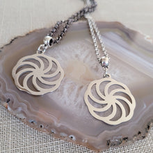 Load image into Gallery viewer, Wheel of Eternity Necklace, Your Choice of Gunmetal or Silver Rolo Chain, Mens Jewelry