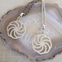 Load image into Gallery viewer, Wheel of Eternity Necklace, Your Choice of Gunmetal or Silver Rolo Chain, Mens Jewelry