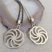 Load image into Gallery viewer, Wheel of Eternity Necklace, Your Choice of Gunmetal or Silver Rolo Chain, Mens Jewelry