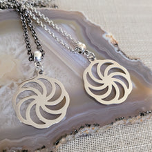 Load image into Gallery viewer, Wheel of Eternity Necklace, Your Choice of Gunmetal or Silver Rolo Chain, Mens Jewelry