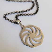 Load image into Gallery viewer, Wheel of Eternity Necklace, Your Choice of Gunmetal or Silver Rolo Chain, Mens Jewelry