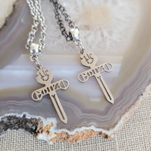 Load image into Gallery viewer, Gonzo Necklace, Your Choice of Gunmetal or Silver Rolo Chain, Hunter S Thompson Jewelry