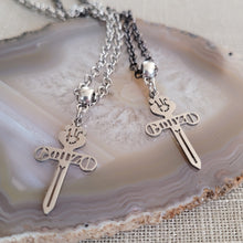 Load image into Gallery viewer, Gonzo Necklace, Your Choice of Gunmetal or Silver Rolo Chain, Hunter S Thompson Jewelry