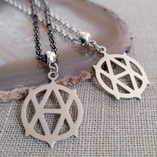 Load image into Gallery viewer, Vegan Anarchism Necklace, Your Choice of Gunmetal or Silver Rolo Chain, Mens Jewelry