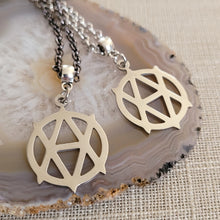Load image into Gallery viewer, Vegan Anarchism Necklace, Your Choice of Gunmetal or Silver Rolo Chain, Mens Jewelry