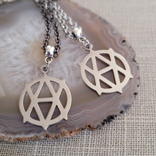Load image into Gallery viewer, Vegan Anarchism Necklace, Your Choice of Gunmetal or Silver Rolo Chain, Mens Jewelry