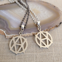 Load image into Gallery viewer, Vegan Anarchism Necklace, Your Choice of Gunmetal or Silver Rolo Chain, Mens Jewelry