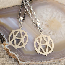 Load image into Gallery viewer, Vegan Anarchism Necklace, Your Choice of Gunmetal or Silver Rolo Chain, Mens Jewelry