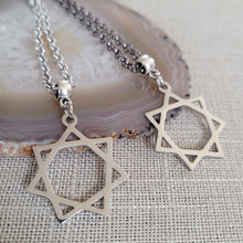 Load image into Gallery viewer, Heptagram Necklace, Your Choice of Gunmetal or Silver Rolo Chain, Mens Jewelry