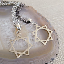 Load image into Gallery viewer, Heptagram Necklace, Your Choice of Gunmetal or Silver Rolo Chain, Mens Jewelry