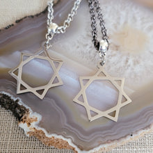 Load image into Gallery viewer, Heptagram Necklace, Your Choice of Gunmetal or Silver Rolo Chain, Mens Jewelry