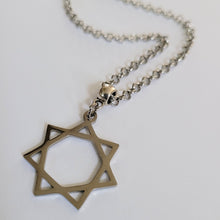 Load image into Gallery viewer, Heptagram Necklace, Your Choice of Gunmetal or Silver Rolo Chain, Mens Jewelry
