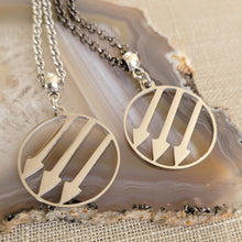 Load image into Gallery viewer, Anti Fascist Iron Front Necklace, Your Choice of Gunmetal or Silver Rolo Chain