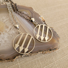 Load image into Gallery viewer, Anti Fascist Iron Front Necklace, Your Choice of Gunmetal or Silver Rolo Chain