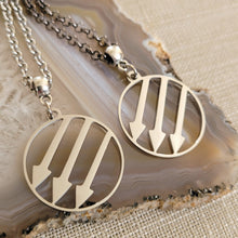 Load image into Gallery viewer, Anti Fascist Iron Front Necklace, Your Choice of Gunmetal or Silver Rolo Chain