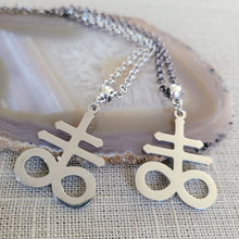 Load image into Gallery viewer, Leviathan Cross Necklace, Your Choice of Gunmetal or Silver Rolo Chain, Mens Jewelry