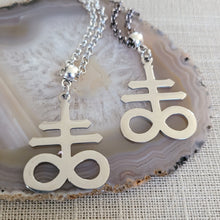 Load image into Gallery viewer, Leviathan Cross Necklace, Your Choice of Gunmetal or Silver Rolo Chain, Mens Jewelry