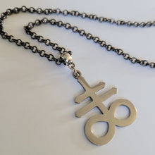 Load image into Gallery viewer, Leviathan Cross Necklace, Your Choice of Gunmetal or Silver Rolo Chain, Mens Jewelry