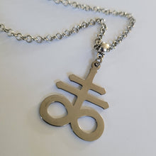 Load image into Gallery viewer, Leviathan Cross Necklace, Your Choice of Gunmetal or Silver Rolo Chain, Mens Jewelry