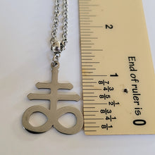 Load image into Gallery viewer, Leviathan Cross Necklace, Your Choice of Gunmetal or Silver Rolo Chain, Mens Jewelry