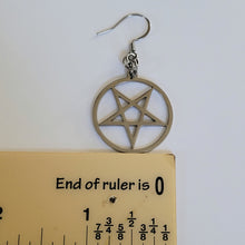 Load image into Gallery viewer, Inverted Pentagram Earrings, 5 Pointed Star Dangle Drop Earrings, Machine Cut Stainless Steel Charms