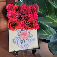 Load image into Gallery viewer, Red Flower Filled Vase Frame, Handmade Paper Flowers, 4x6 Black Frame, Nursery Powder Room Decor