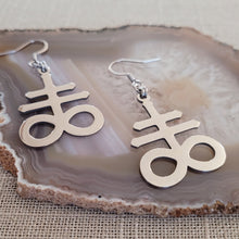 Load image into Gallery viewer, Leviathan Earrings, Satanic Cross Dangle Drop Earrings, Machine Cut Stainless Steel Charms