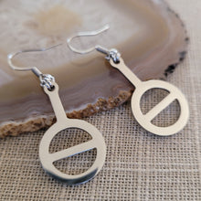 Load image into Gallery viewer, Agender Earrings, Non Binary Dangle Drop Earrings, Machine Cut Stainless Steel Charms