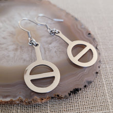 Load image into Gallery viewer, Agender Earrings, Non Binary Dangle Drop Earrings, Machine Cut Stainless Steel Charms