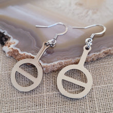 Load image into Gallery viewer, Agender Earrings, Non Binary Dangle Drop Earrings, Machine Cut Stainless Steel Charms