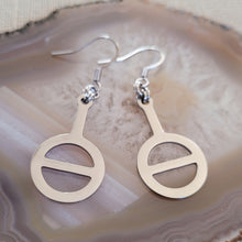Load image into Gallery viewer, Agender Earrings, Non Binary Dangle Drop Earrings, Machine Cut Stainless Steel Charms