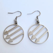 Load image into Gallery viewer, Anti Fascist Earrings, Iron Front Drop Dangle Earrings, Machine Cut Stainless Steel Charms