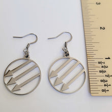 Load image into Gallery viewer, Anti Fascist Earrings, Iron Front Drop Dangle Earrings, Machine Cut Stainless Steel Charms