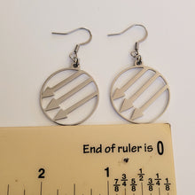 Load image into Gallery viewer, Anti Fascist Earrings, Iron Front Drop Dangle Earrings, Machine Cut Stainless Steel Charms