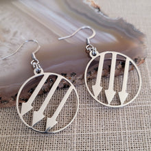 Load image into Gallery viewer, Anti Fascist Earrings, Iron Front Drop Dangle Earrings, Machine Cut Stainless Steel Charms