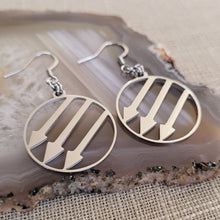 Load image into Gallery viewer, Anti Fascist Earrings, Iron Front Drop Dangle Earrings, Machine Cut Stainless Steel Charms