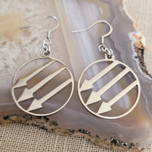Load image into Gallery viewer, Anti Fascist Earrings, Iron Front Drop Dangle Earrings, Machine Cut Stainless Steel Charms