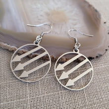 Load image into Gallery viewer, Anti Fascist Earrings, Iron Front Drop Dangle Earrings, Machine Cut Stainless Steel Charms