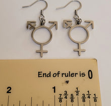 Load image into Gallery viewer, Transgender Earrings, Non Binary Trans Awareness Drop Dangle Earrings